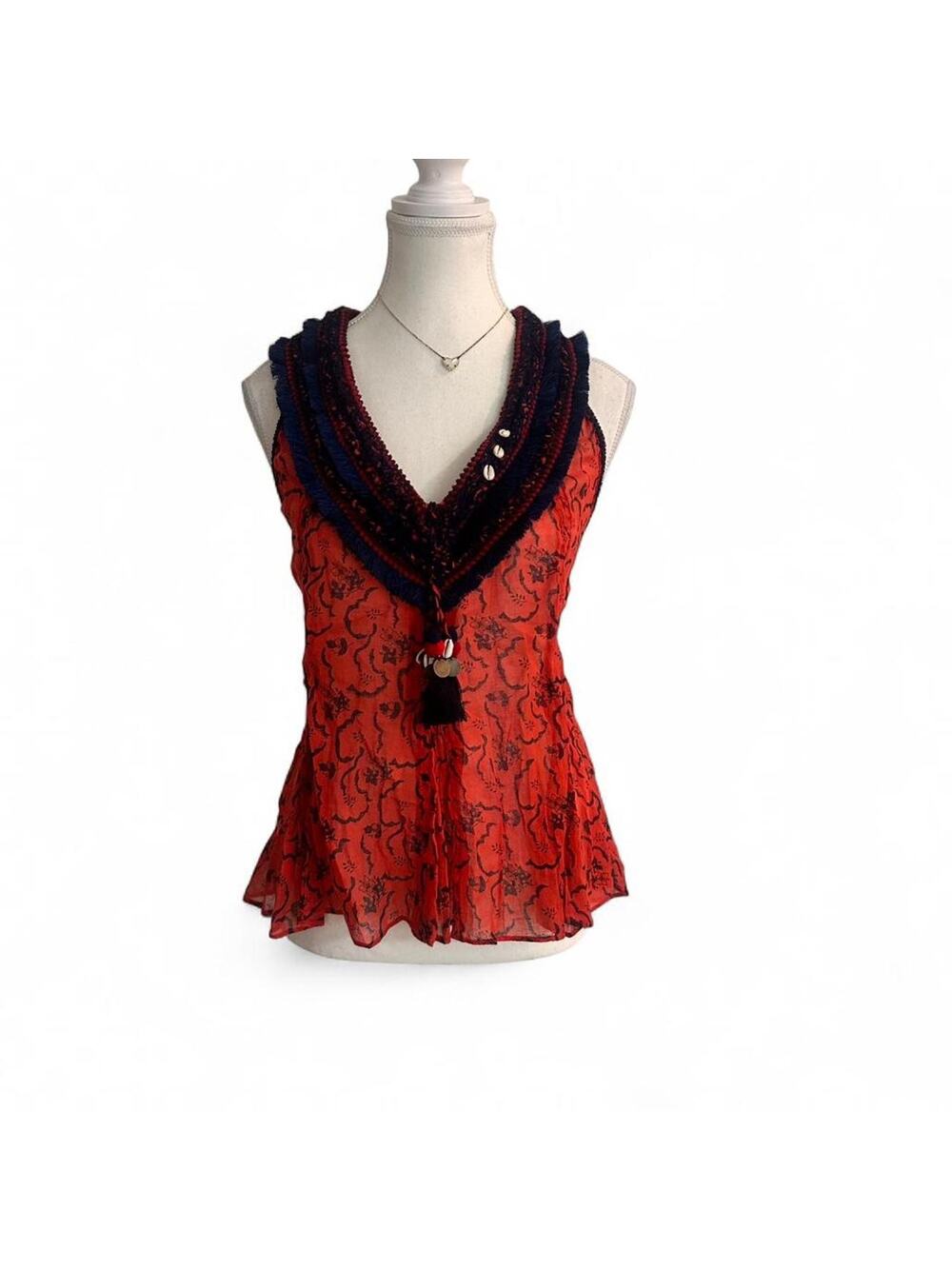 Indie Boho Silk + Cotton Top New With Tag